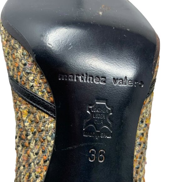 Martinez Valero Tweed‎ Leather Trim Classic Career Pumps - Picture 5 of 12